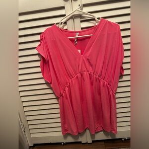 Elegant Coral V-Neck Blouse
